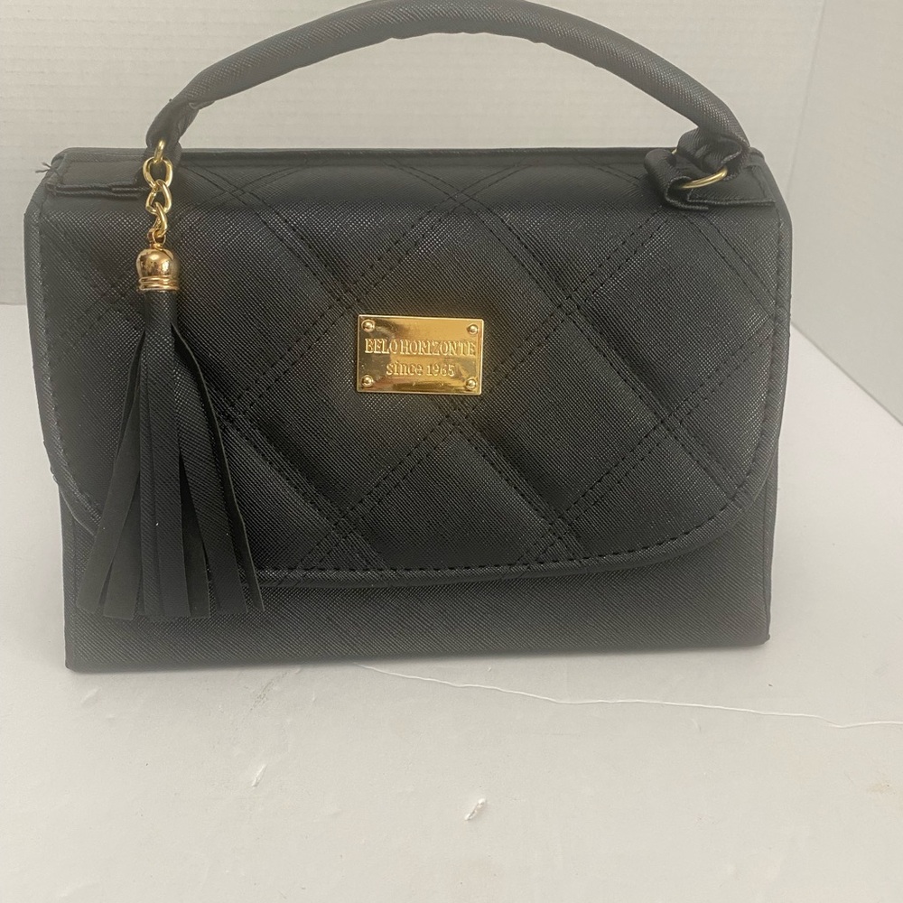Black Quilted Clutch with Tassel